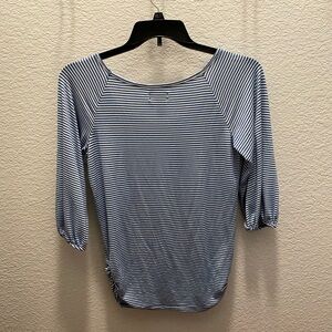 MSSP striped white and blue, 3/4 sleeve top blouse. Size M
